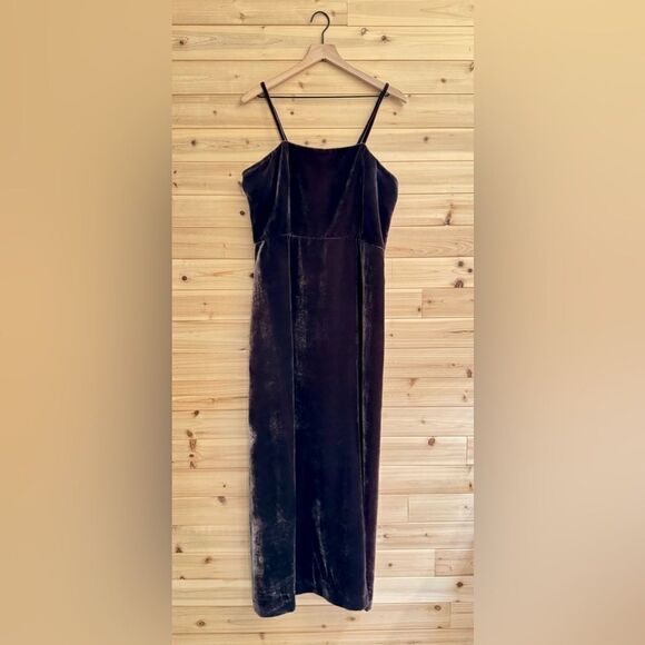 Sutton Studios Size 16 Petite Chocolate Brown Velvet Tank Maxi Dress Gown - Picture 1 of 13